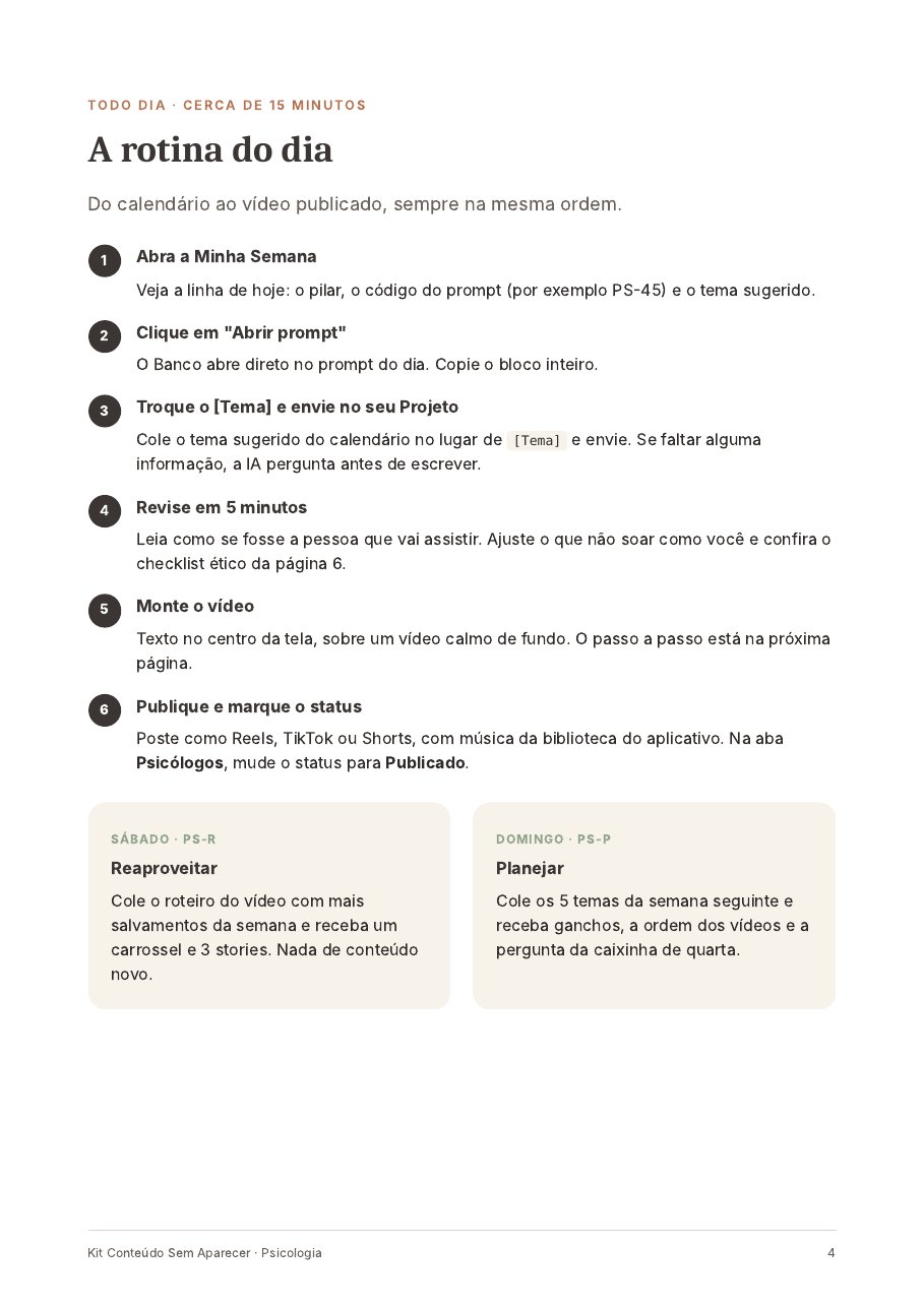 Página A rotina do dia, do Guia Comece Aqui